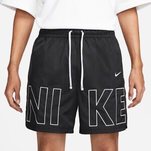 NWT MEN'S NIKE BLACK SPORTSWEAR EMBROIDERED WOVEN FLOW SHORTS, SIZE LARGE